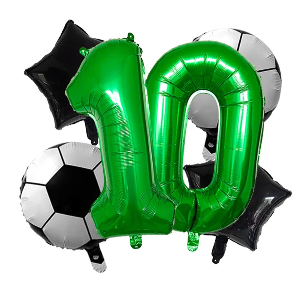 Soccer Birthday Balloon Kit – Foil Football & Number Balloons