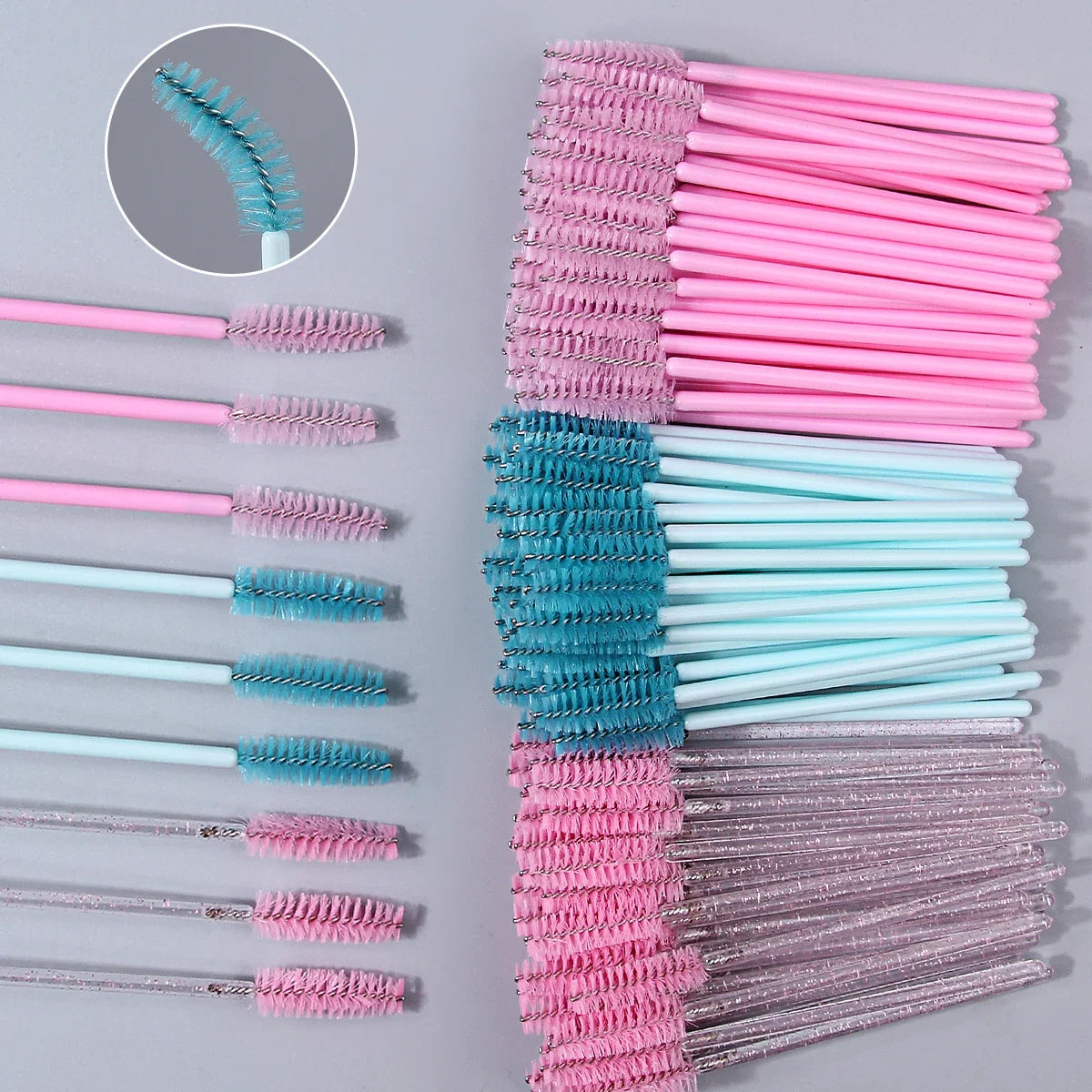 50/150Pcs Disposable Mascara Wands Spoolies – Crystal Handle