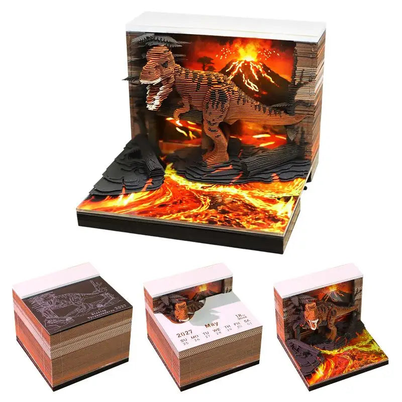 2027 LED Desk Calendar – 3D Paper Carving Art Tear-Away Notepad