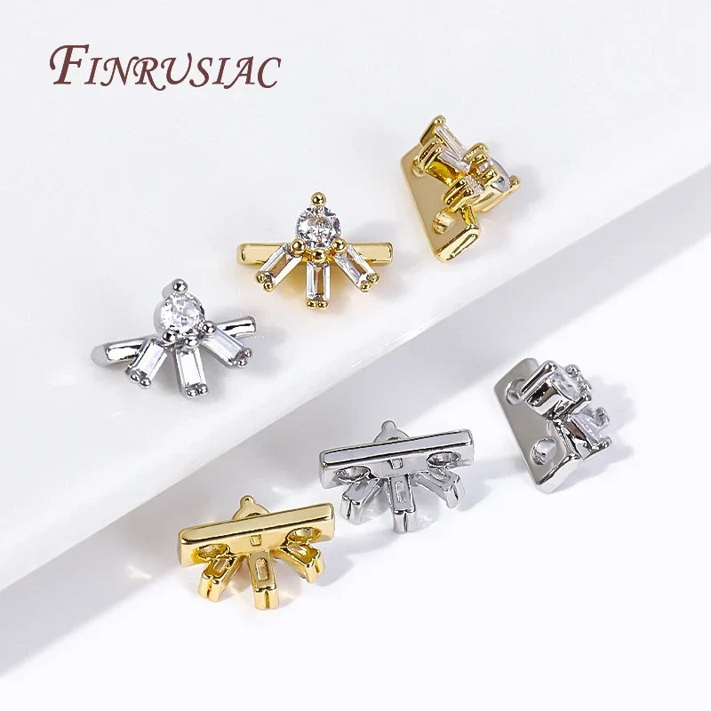 18K Gold Plated Zircon Flower Spacer Bars 2/3 Hole | DIY Jewelry