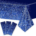 Navy Blue Silver Disposable Tablecloth 54x108" Party Decor