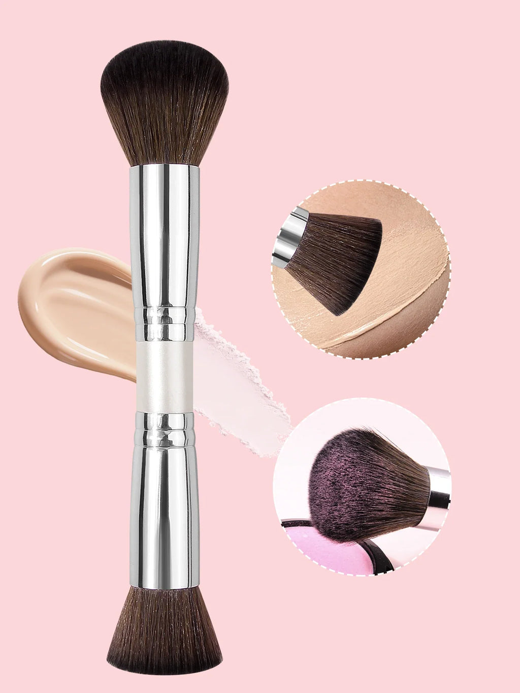 F4 Dual-Ended Makeup Brush – Foundation, Blush & Contour