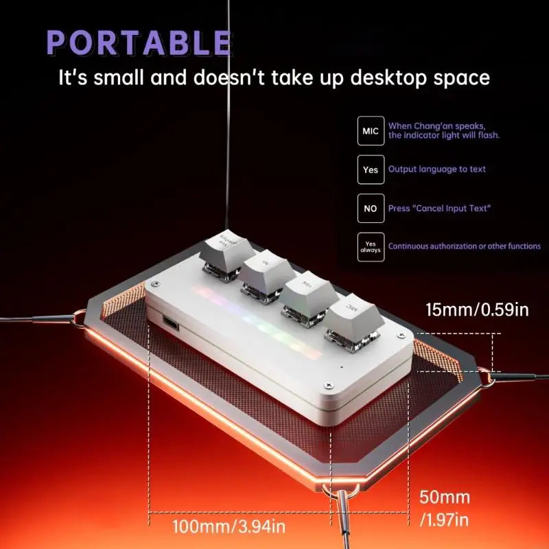 USB-C 4-Button Productivity Keypad with Light Bar | Dictation