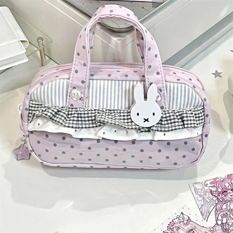 Large Polka Dot Makeup Bag – Double Layer Cosmetic Organizer