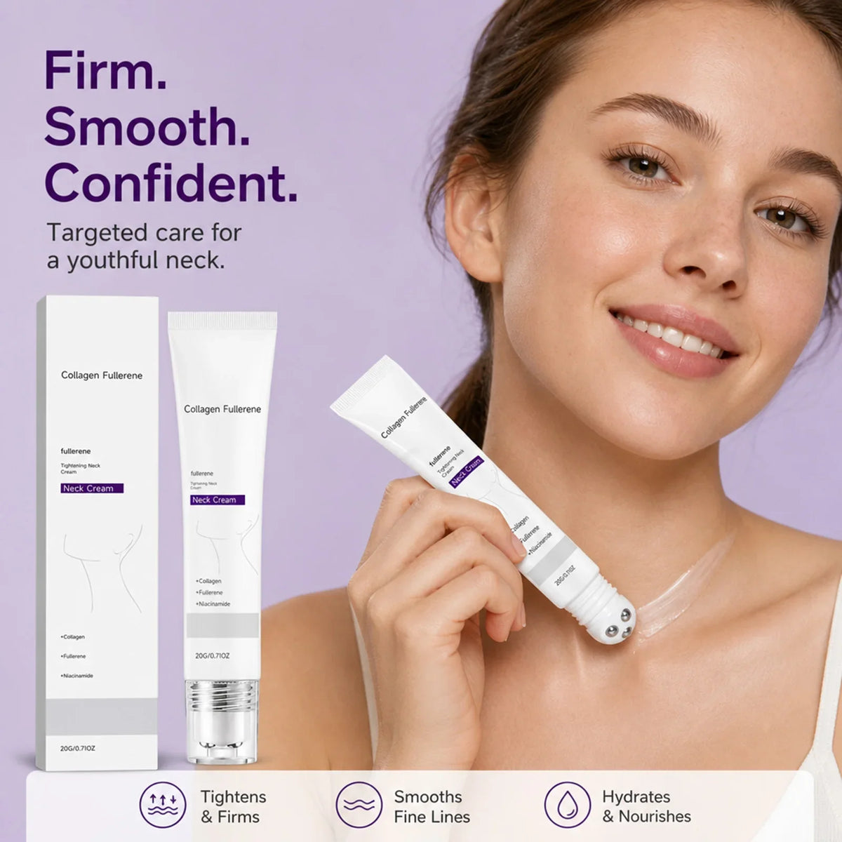 Roller-Ball Neck Cream – Collagen, Fullerene & Niacinamide