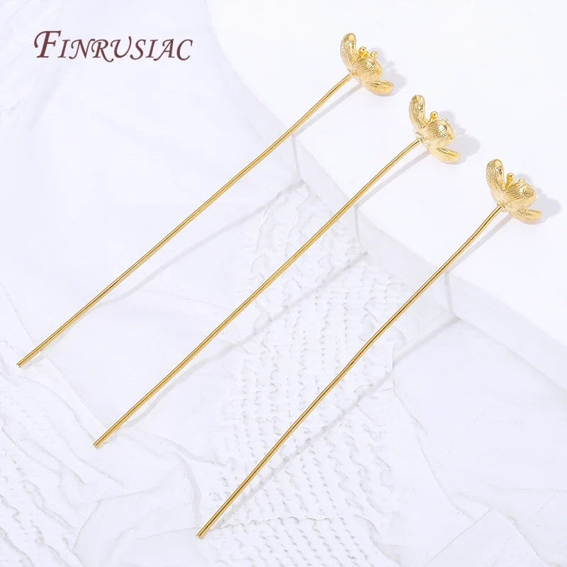 18K Gold Plated Flower Head Pins – DIY Jewelry Making Findings