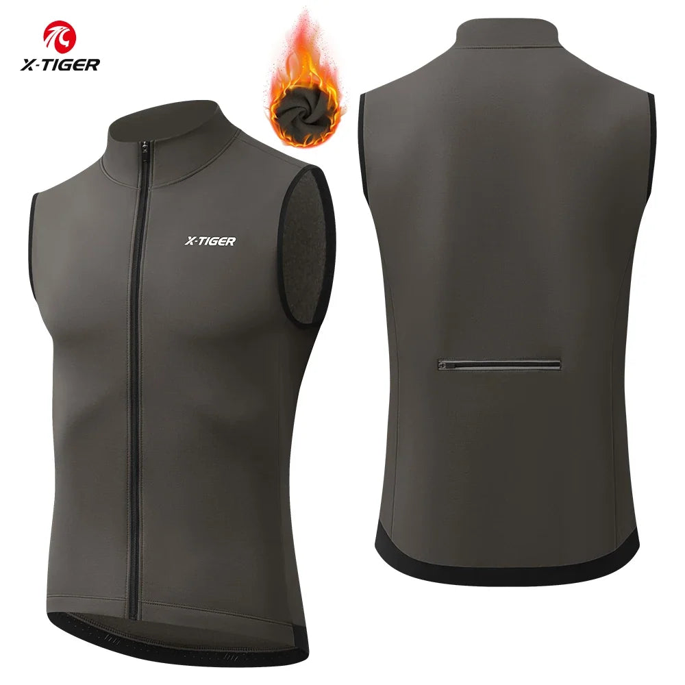 X-TIGER Windproof Cycling Vest – Fleece-Lined Winter Gilet