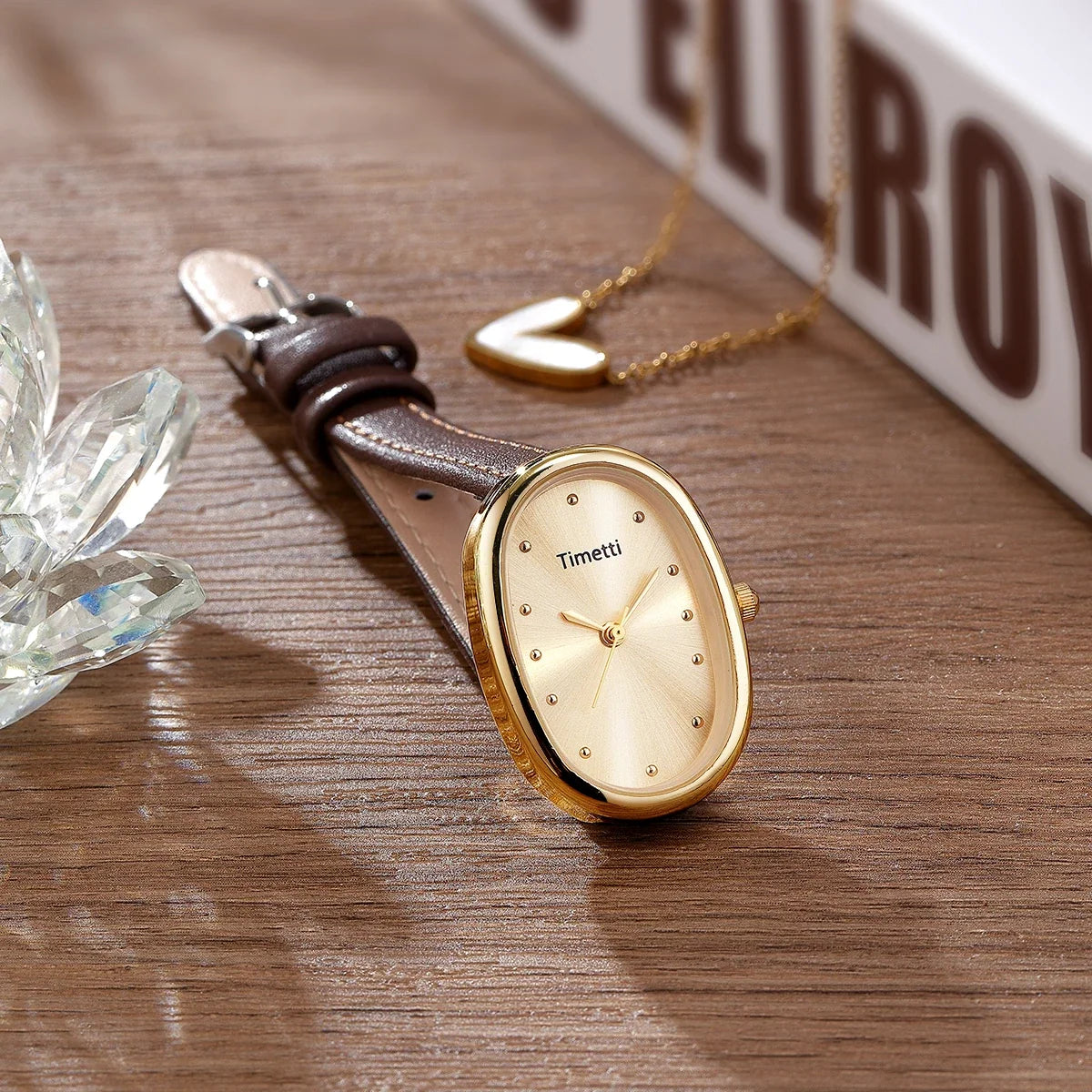 Timetti Women's Retro Square Quartz Watch | Leather Strap
