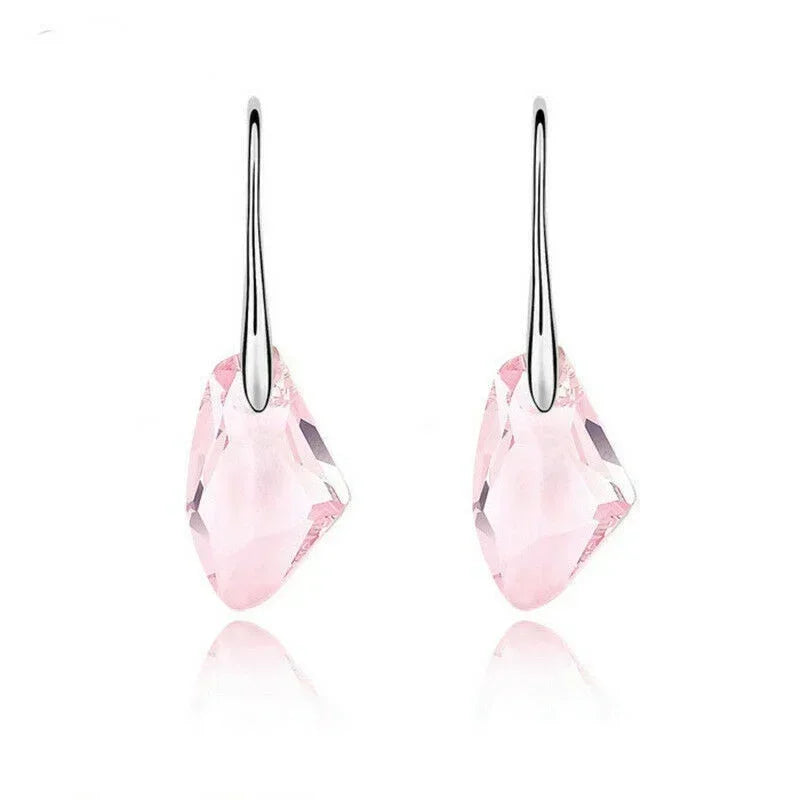 Women's Silver Crystal Teardrop Hook Drop Earrings | Gift