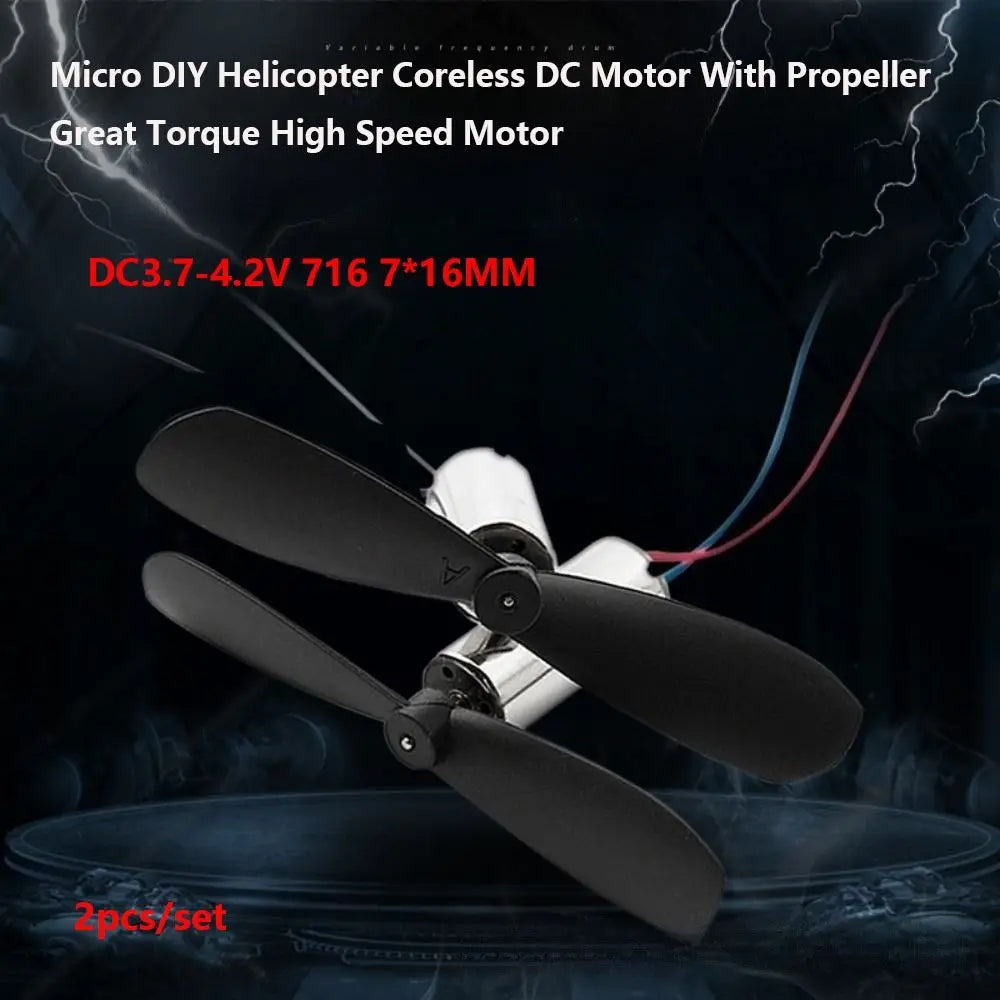 716 Coreless DC Motor with Propeller 3.7–4.2V | 2-Pack
