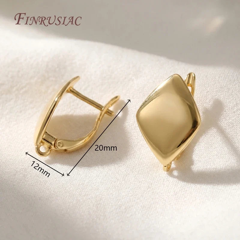 Geometric Leverback Earring Hooks 18K Gold Silver Plated 4 Styles