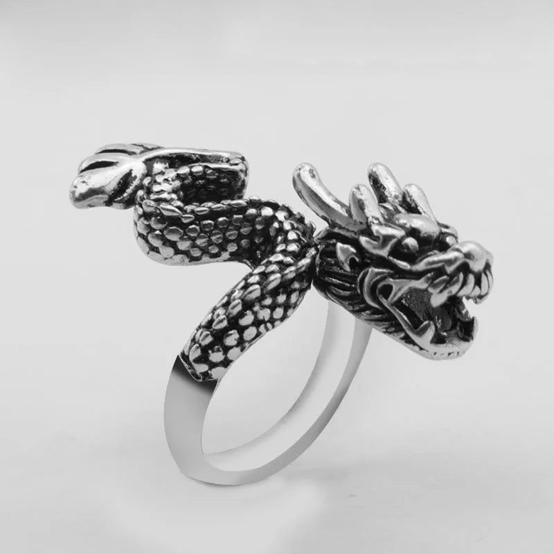 Vintage Punk Dragon Snake Tiger Adjustable Ring | Unisex