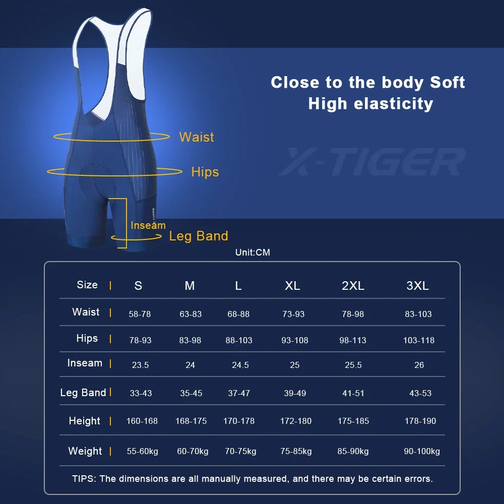 X-TIGER Men's Pro Cycling Bib Shorts | Foam Cushion, Lycra