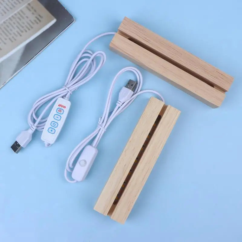 LED Wooden Night Light Base USB Powered for Glass & Resin Art
