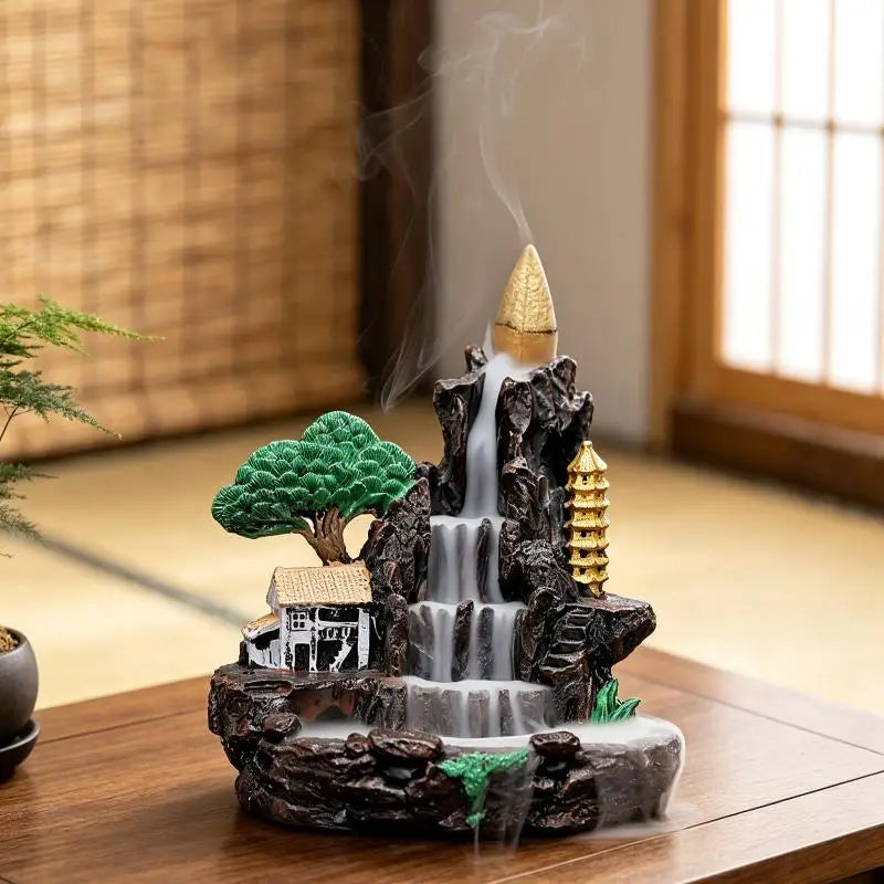 Resin Mountain Waterfall Backflow Incense Burner – Zen Decor