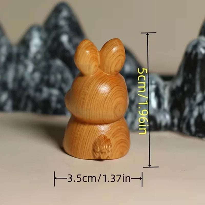 Wood Carved Easter Bunny Figurine – Cute Rabbit Ornament & Gift