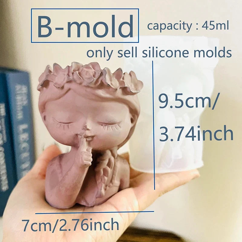 Sleeping Girl Silicone Mold – DIY Resin Concrete Vase Planter