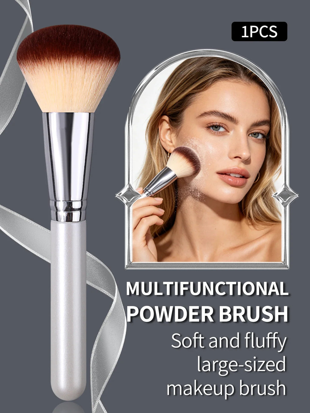 Fluffy Large Powder Brush – Soft Wool Fiber Blush & Contour