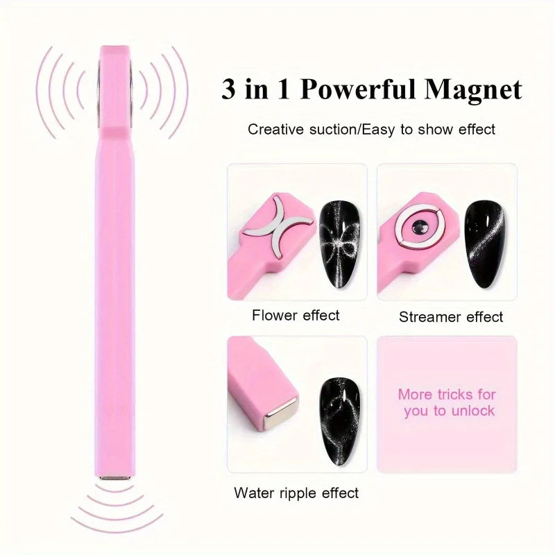 3-in-1 Magnetic Nail Rod for Cat Eye UV Gel Manicure Tool