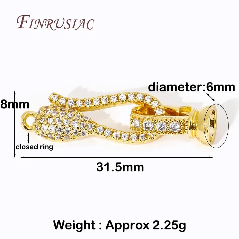 18K Gold Plated Zircon Connector Lock Clasp | DIY Jewelry