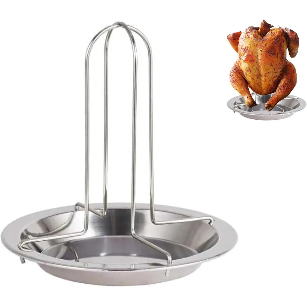 Stainless Steel Vertical Chicken Roaster Stand with Drip Tray