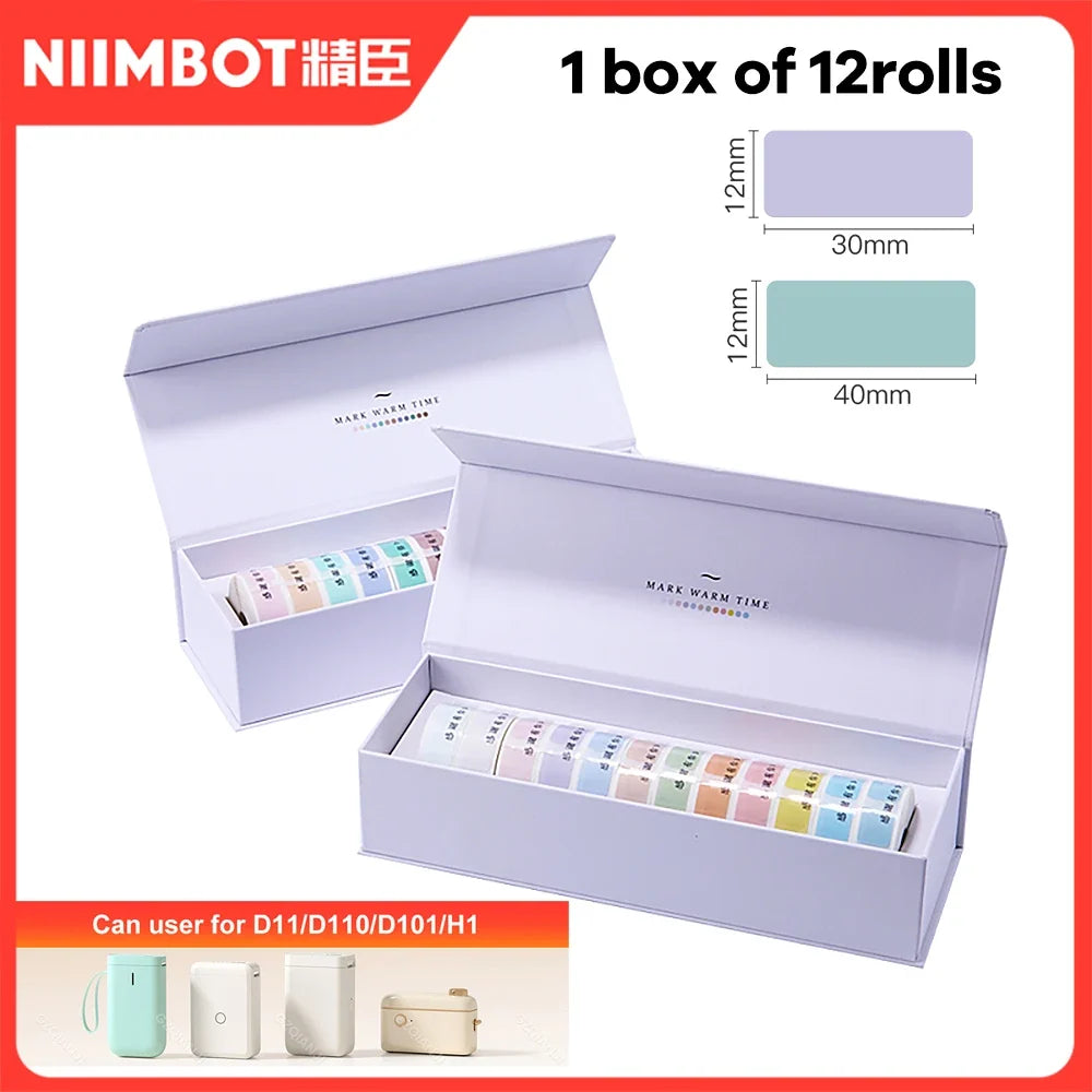 NIIMBOT Thermal Label Rolls – White & Morandi Self-Adhesive