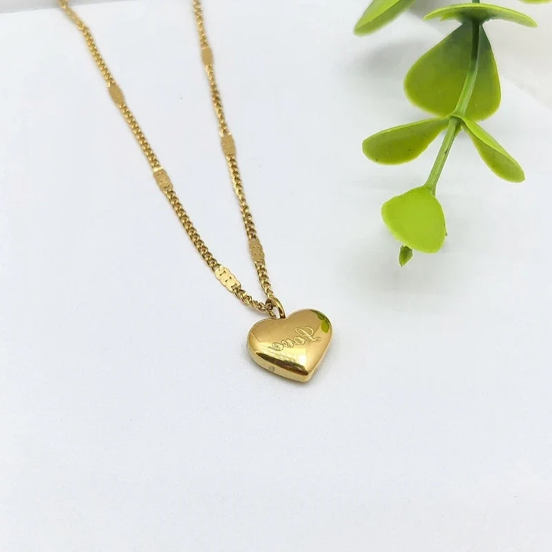 Heart Pendant Stainless Steel Choker Necklace for Women