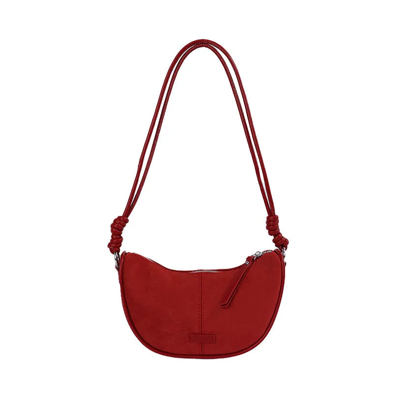 Women's Faux Suede Crescent Crossbody Sling Bag – Large Capacity