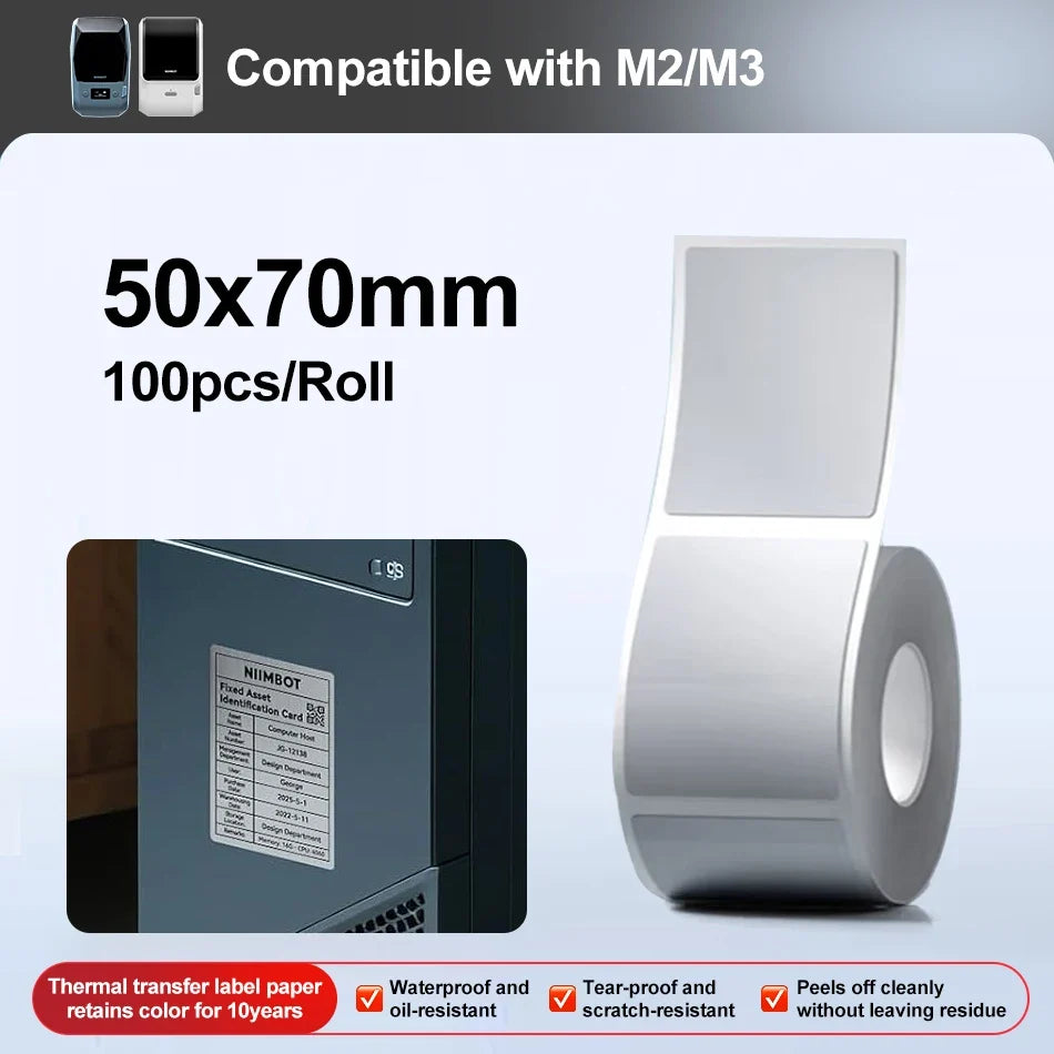 Niimbot M2/M3 Silver Thermal Transfer Label Stickers – Round & Square