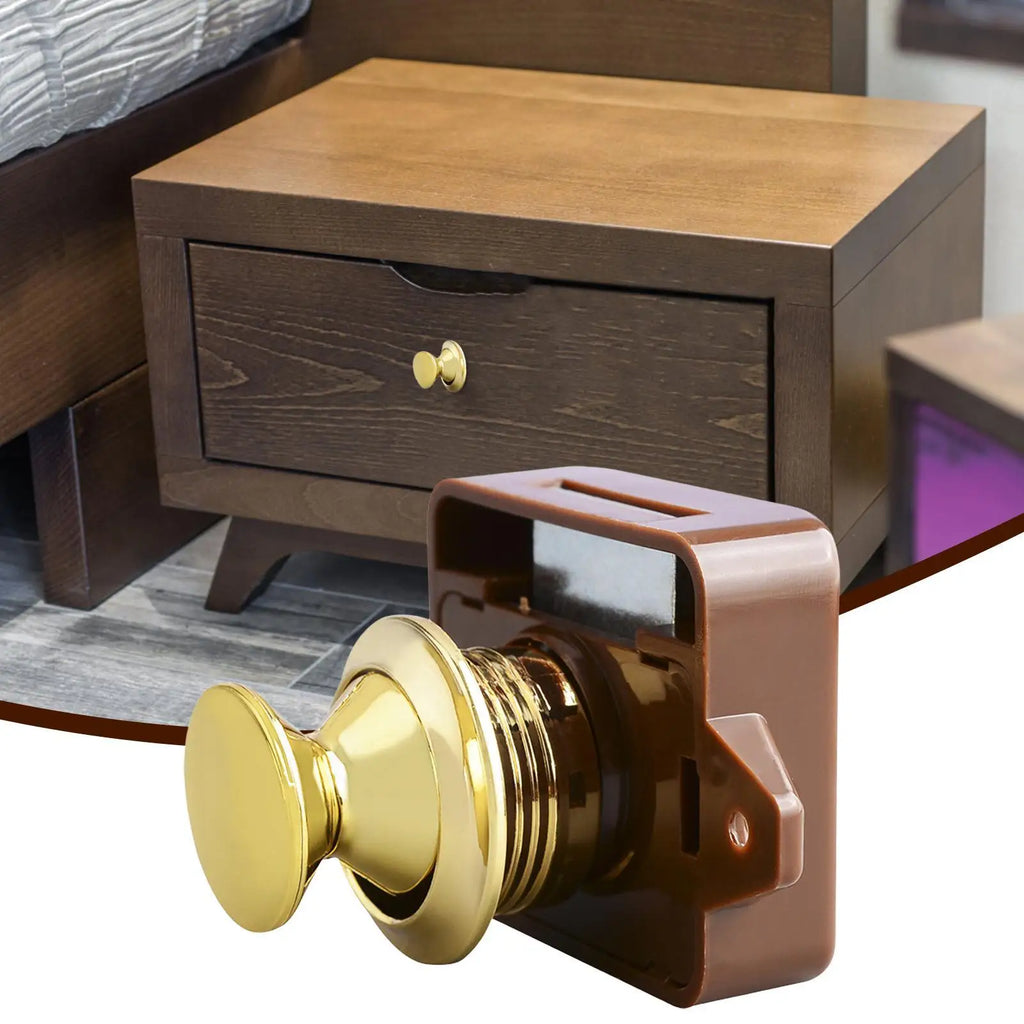 RV Push Button Cabinet Latch – Metal Lock for Camper & Boat