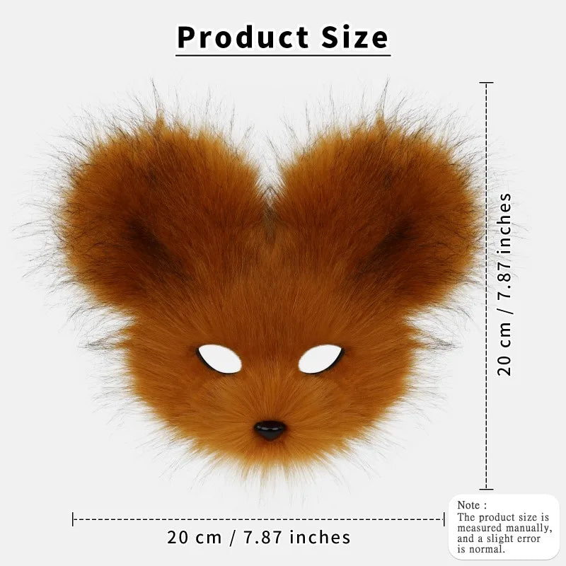 Faux Fur Mouse Mask – Halloween Carnival Costume Prop