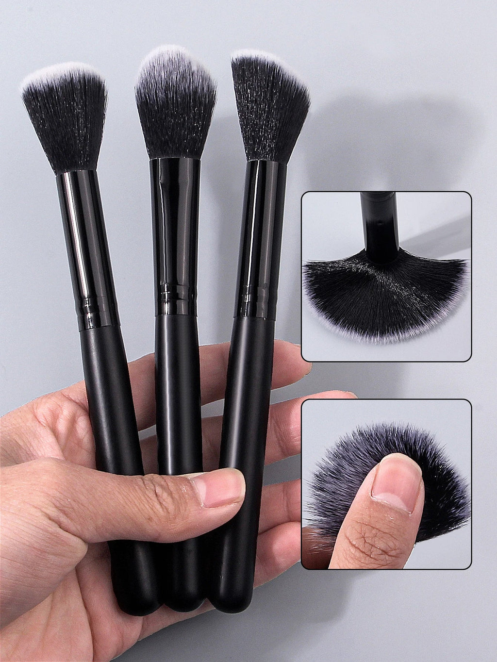 Nixie 9-Piece Black Makeup Brush Set – Blush & Contour
