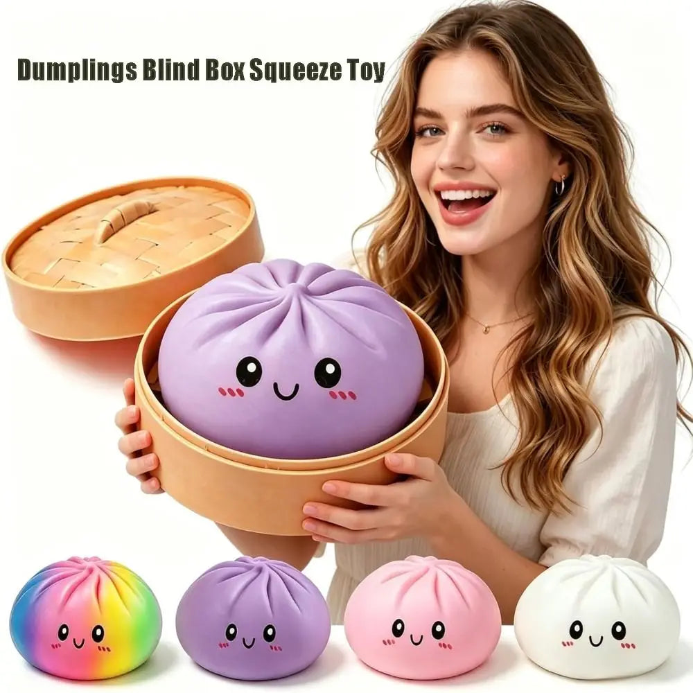 16cm Giant Dumpling Squeeze Fidget Toy with Steamer Box