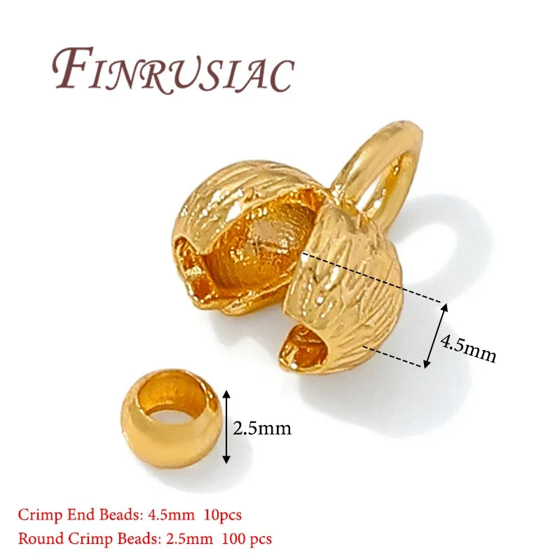 110Pcs 18K Gold Plated Crimp Beads & Covers – DIY Jewelry