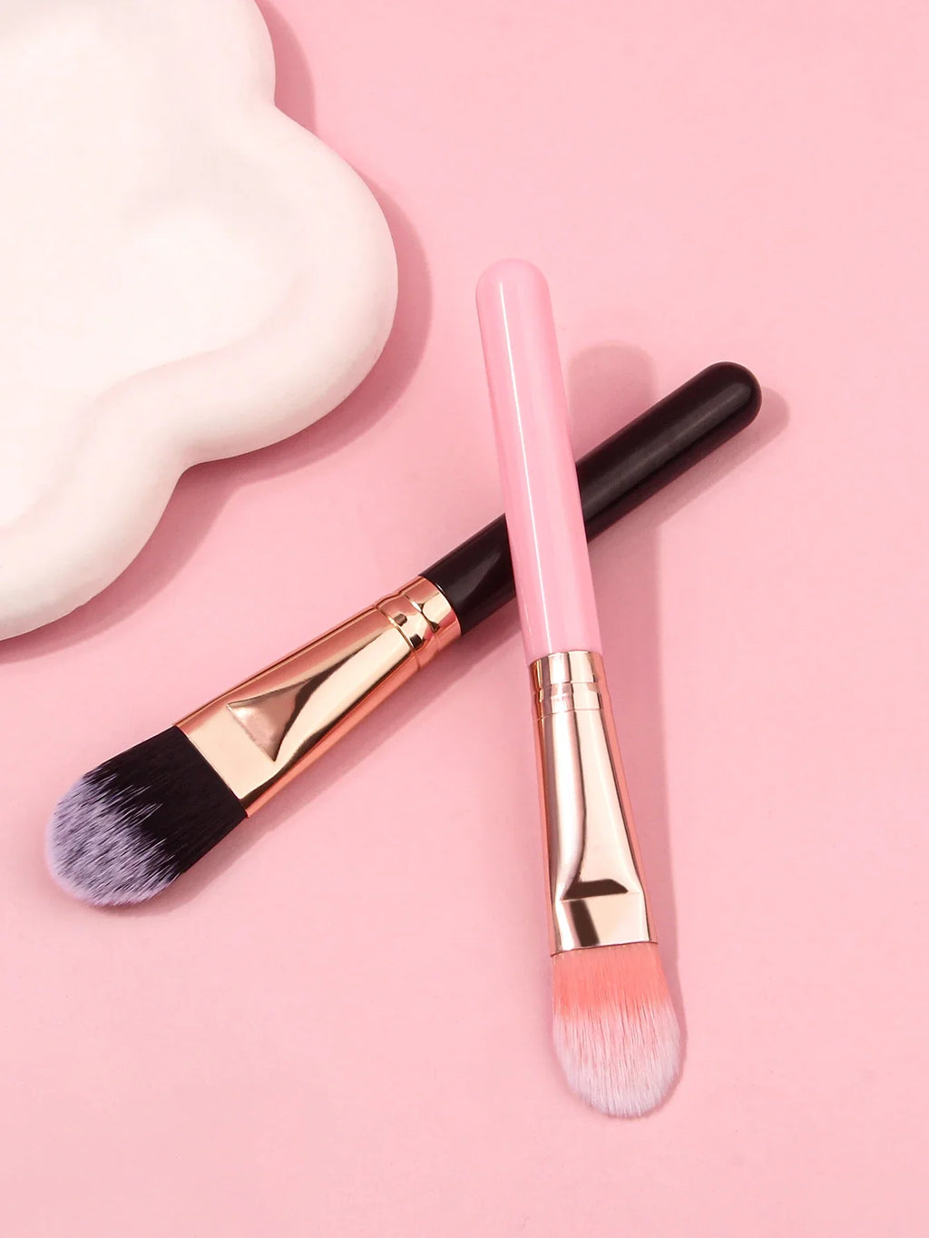2PCS Flat Tongue Foundation Brushes – Soft Wool Fiber | Nixie