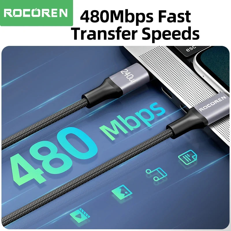 Rocoren 240W USB-C Cable PD 3.1 Fast Charging 2M/3M