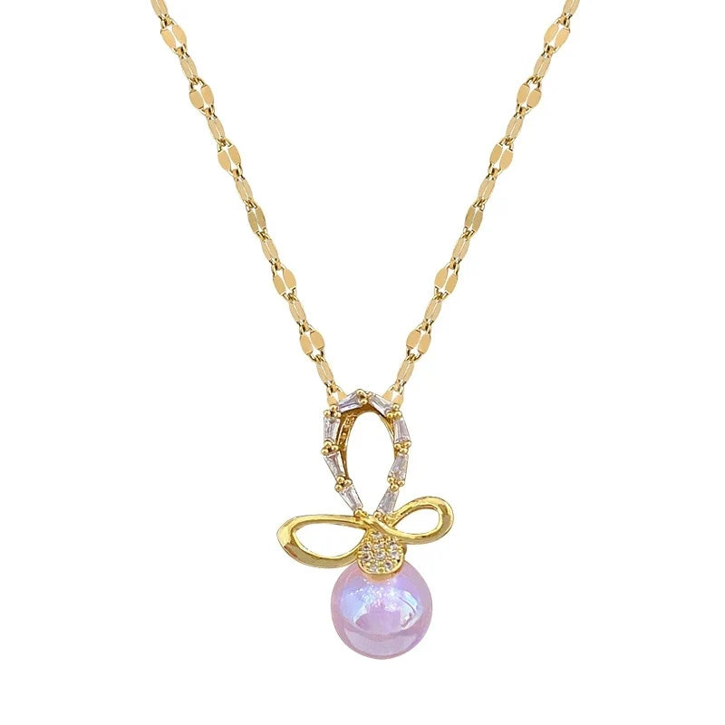 Mermaid Butterfly Knot Pendant Necklace – Gold Stainless Steel