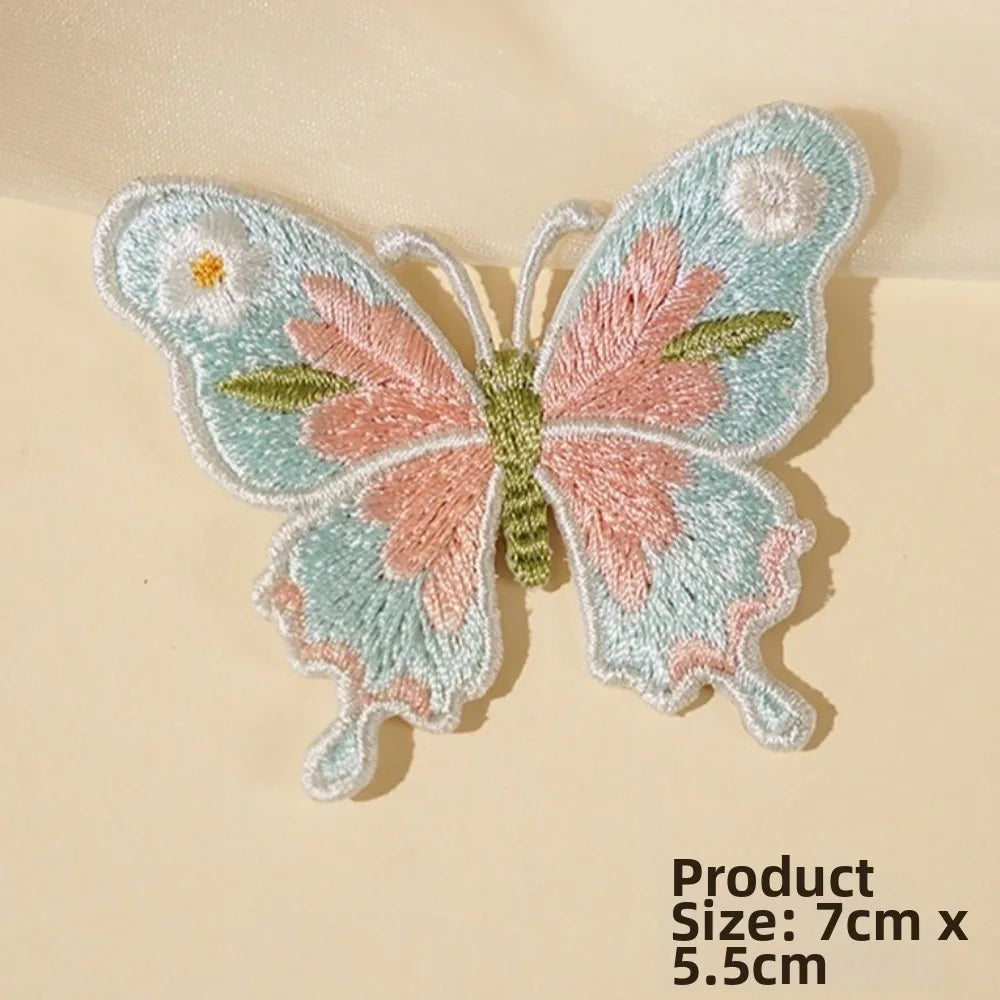 2Pcs 3D Butterfly Embroidery Iron-On Patches – Floral Applique
