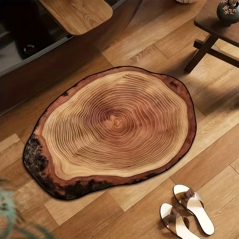 Wood Grain Bathroom Mat – Non-Slip Stump Design 50×80cm