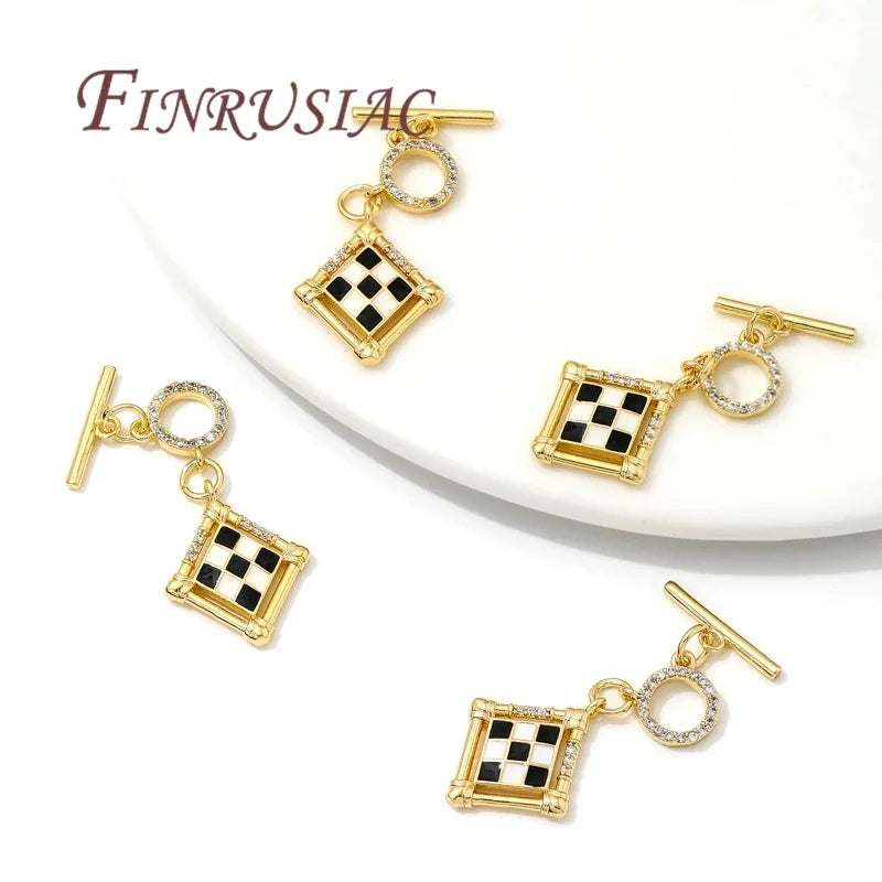 18K Gold Plated OT Toggle Clasp – Brass Zircon Jewelry Findings