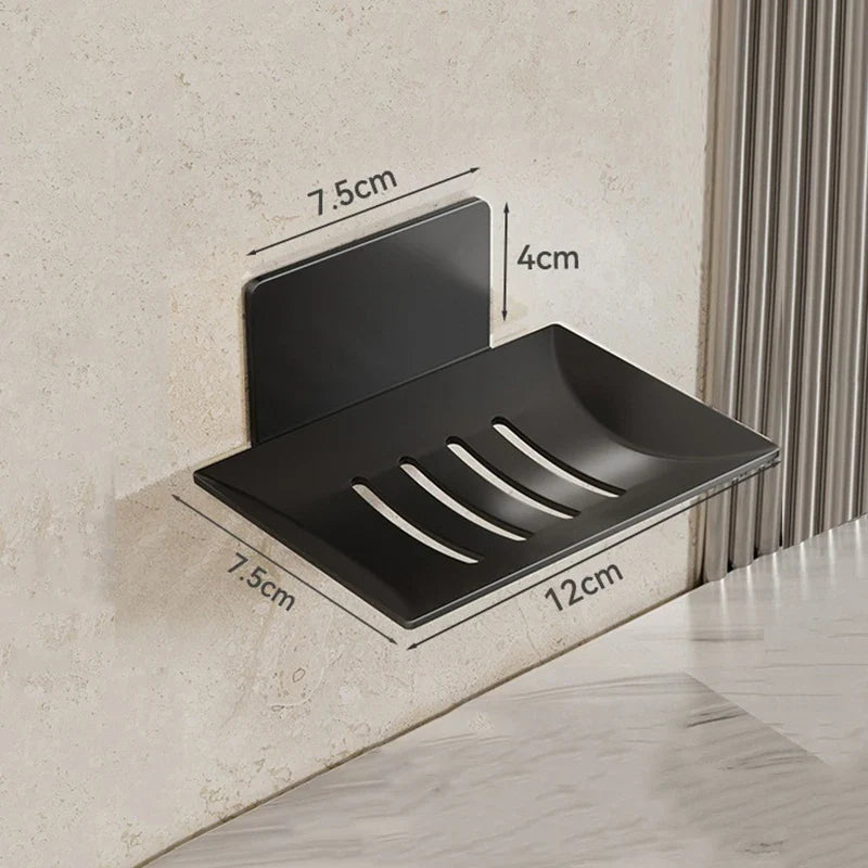 Wall Mounted Carbon Steel Soap Tray with Drainage – Black