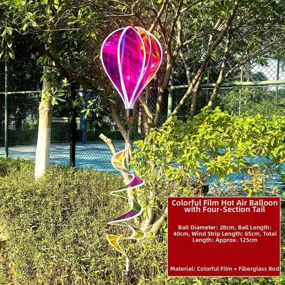 Rainbow Hot Air Balloon Wind Spinner 40cm – Kinetic Garden Decor