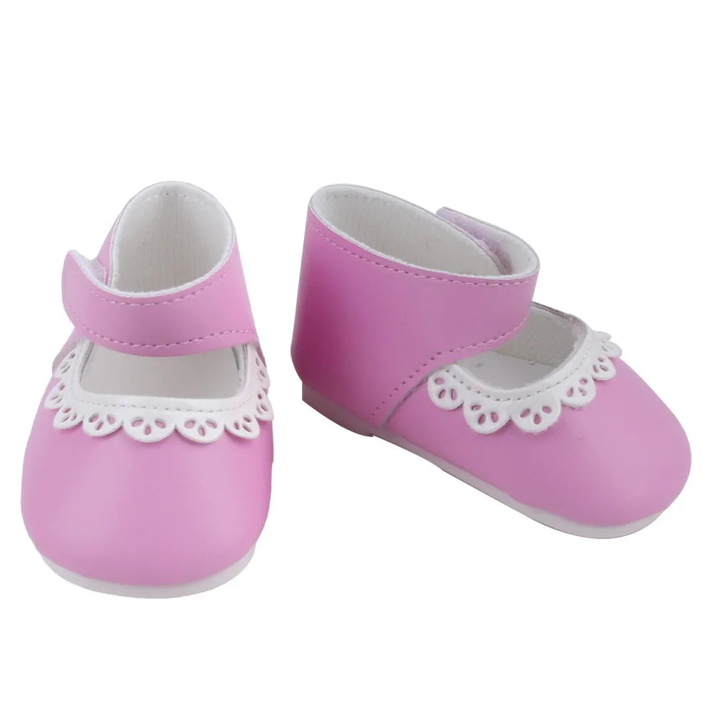 PU Leather Ruffle Mini Doll Shoes 8cm for 55cm / 22-Inch Dolls