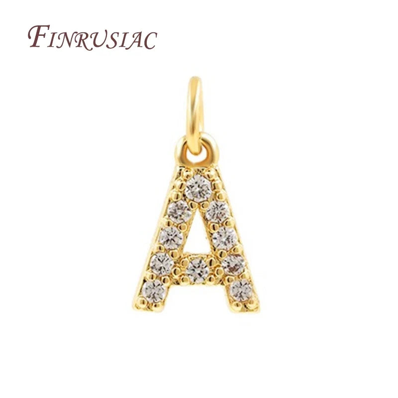 18K Gold Plated Zircon Letter Pendants A-Z Alphabet Charms