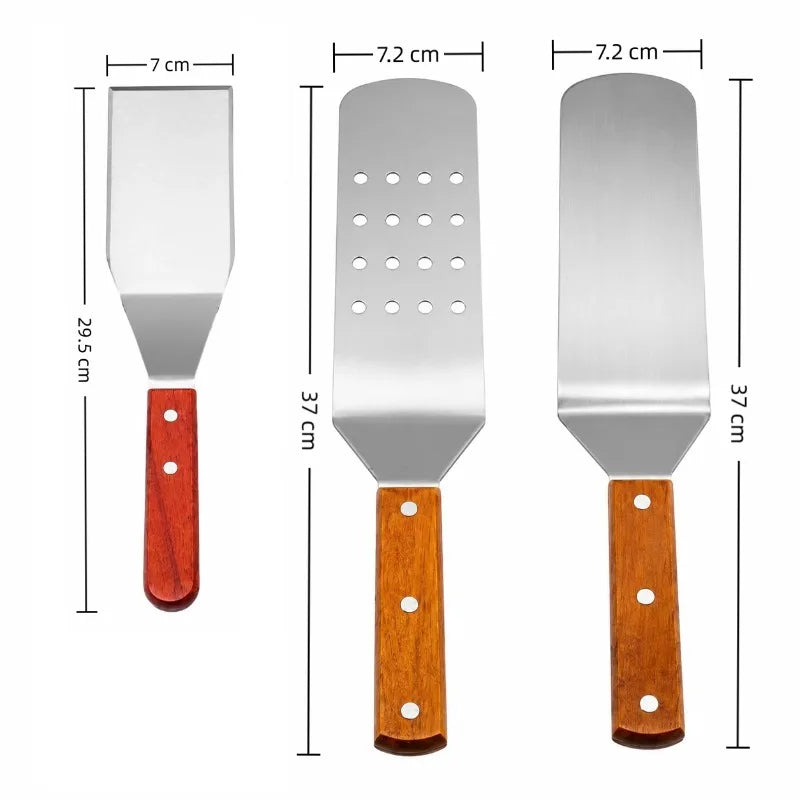 3-Piece Stainless Steel Spatula Set – BBQ, Grill & Kitchen