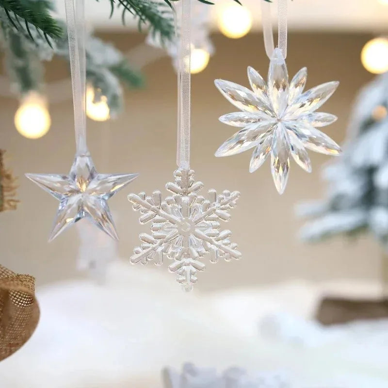 10-Pack Clear Acrylic Snowflake Christmas Ornaments | Xmas Decor