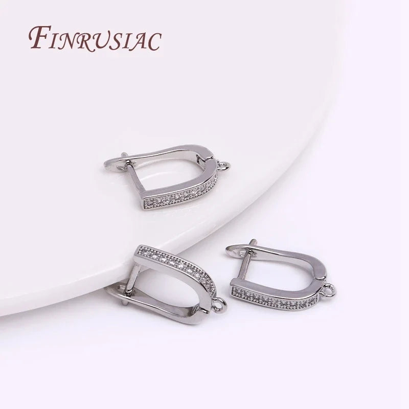 18K Gold Plated Zircon Earring Hook Clasps | DIY Jewelry Findings