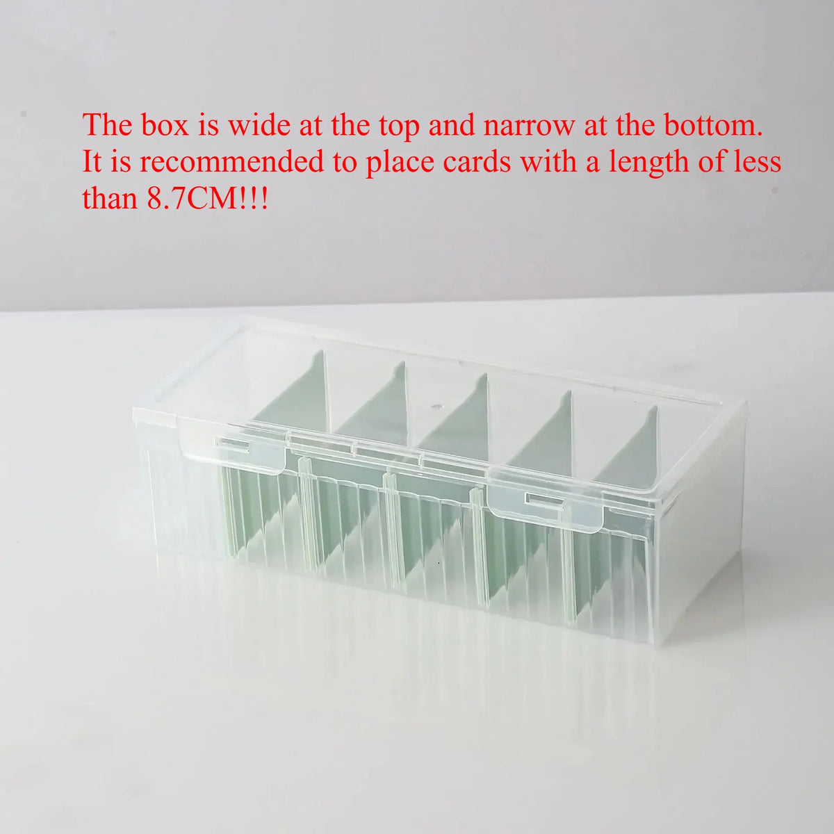 Clear Card Storage Box – Holds 550+ Cards, Adjustable Divider