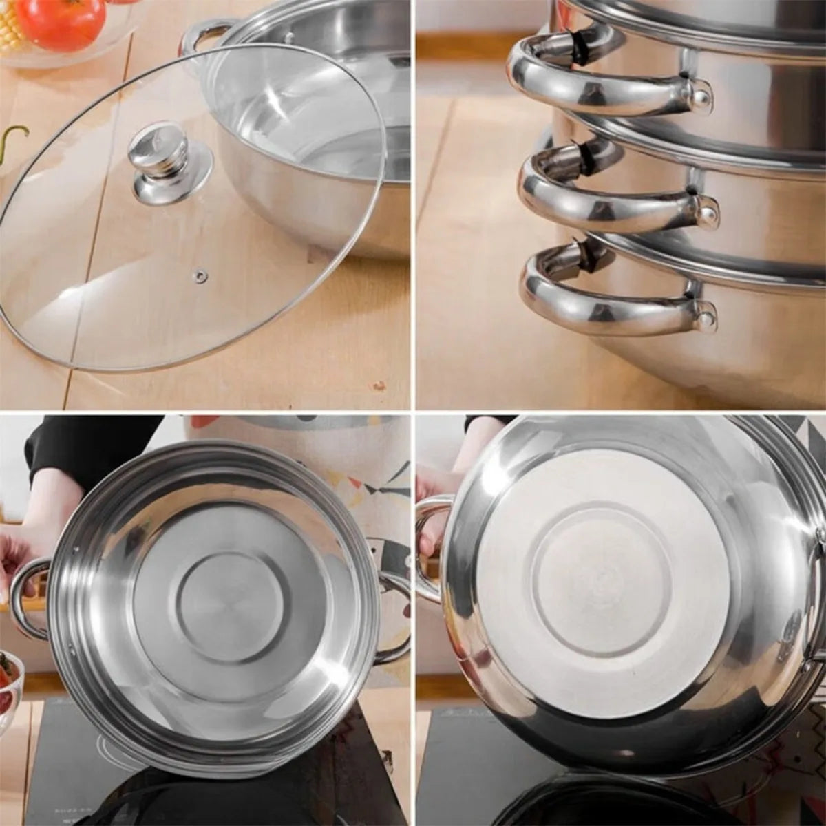 FEB.WIND Multi-Layer Stainless Steel Steamer & Soup Pot