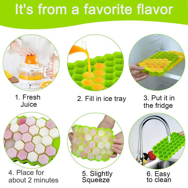 Silicone Ice Cube Tray 37-Cube BPA Free with Lid | Food Grade